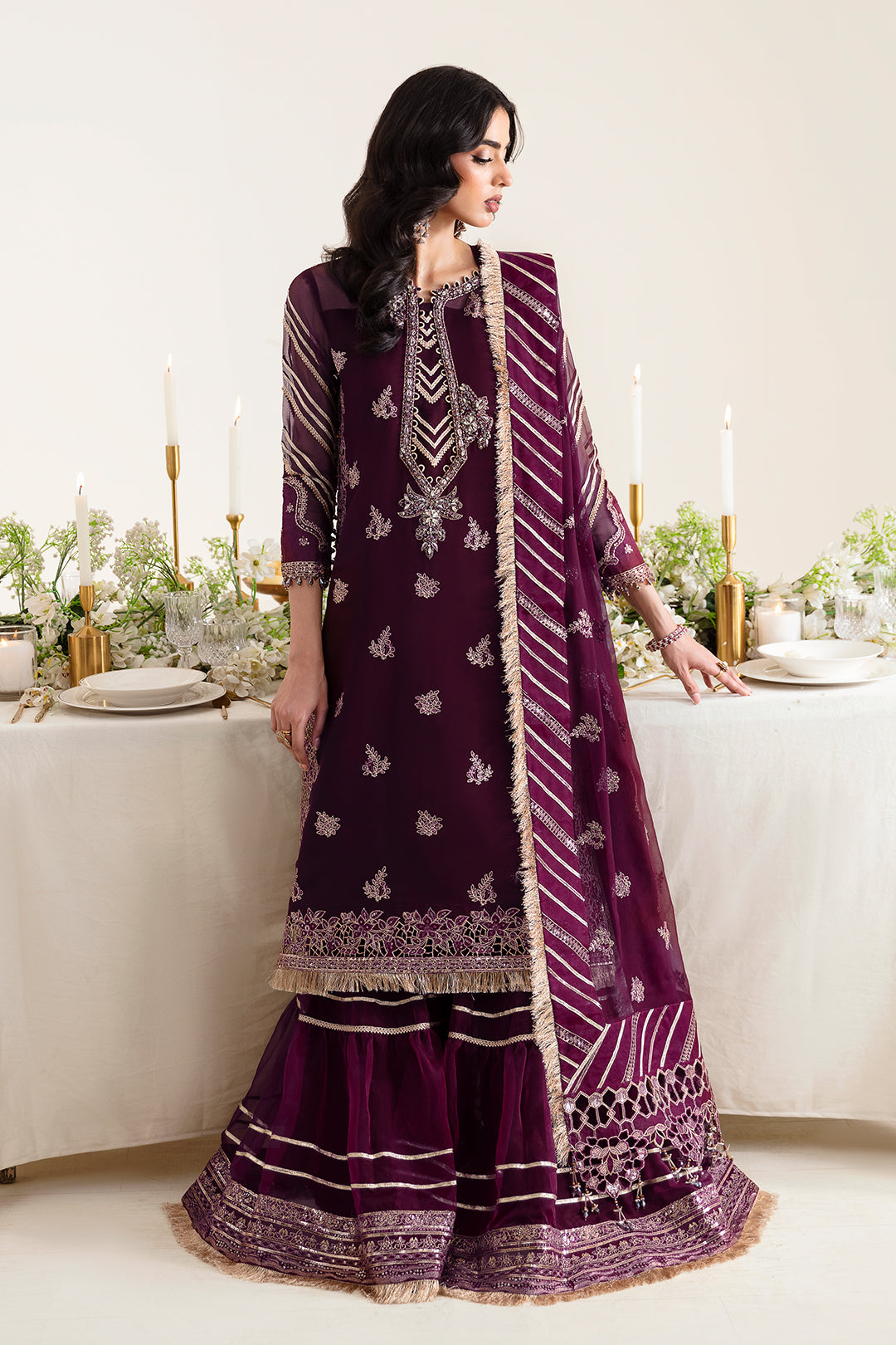 Alizeh Fashion Reena Handcrafted Chiffon 3Pc Suit AF-HM-4019-Laurel