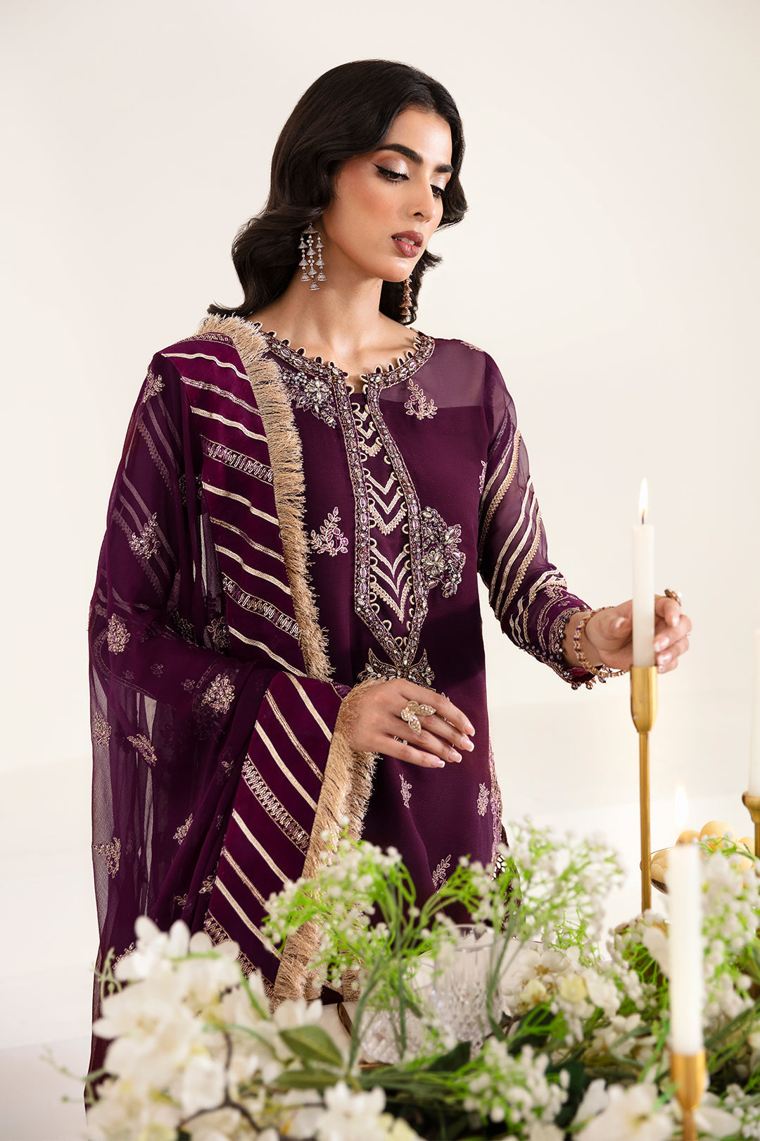 Alizeh Fashion Reena Handcrafted Chiffon 3Pc Suit AF-HM-4019-Laurel