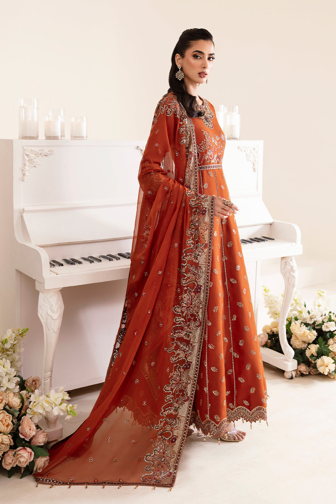 Alizeh Fashion Reena Handcrafted Chiffon 3Pc Suit AF-HM-4014-Rustic