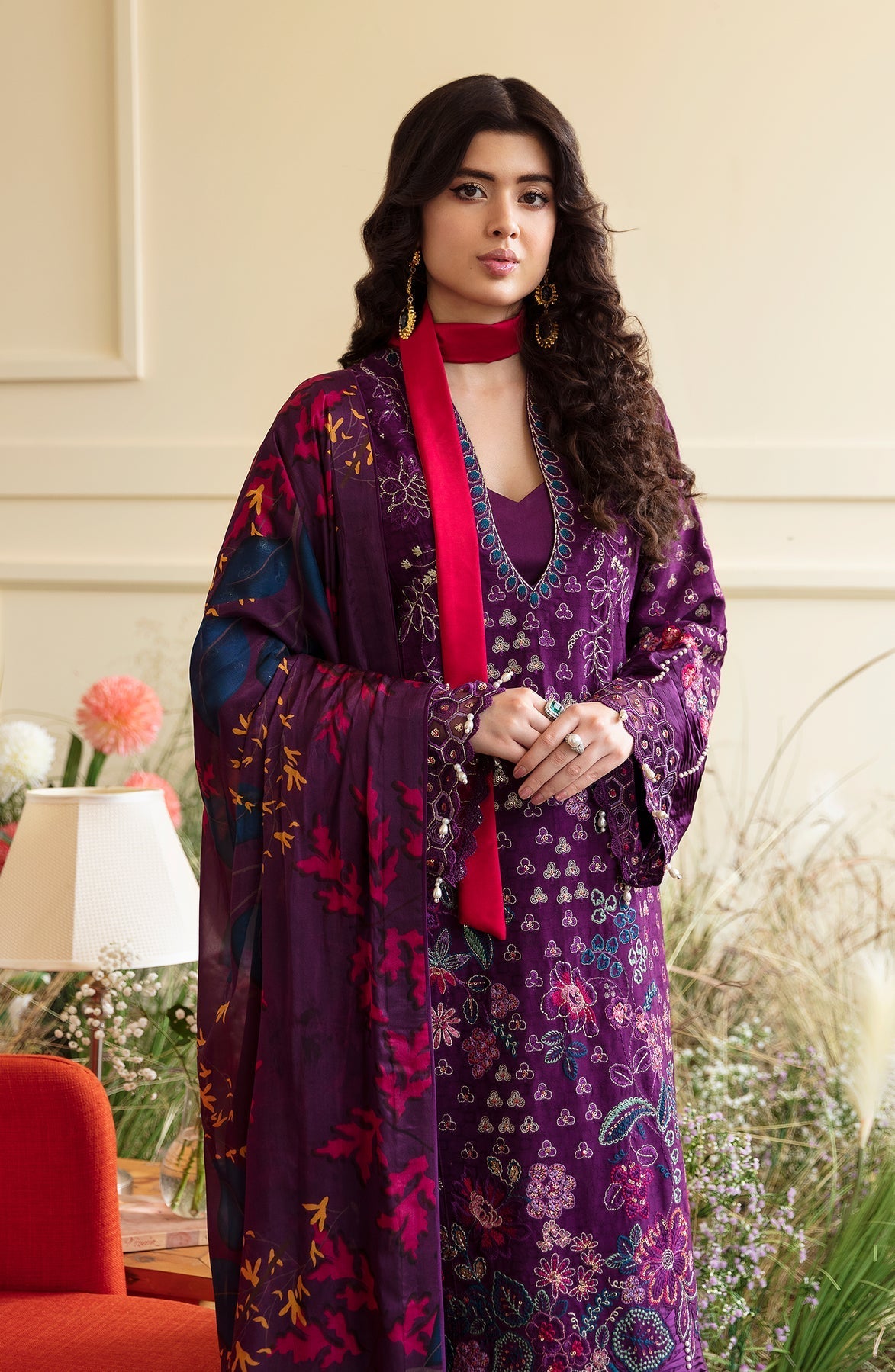 Zevk | Flora Festive Lawn | FUCHSIA