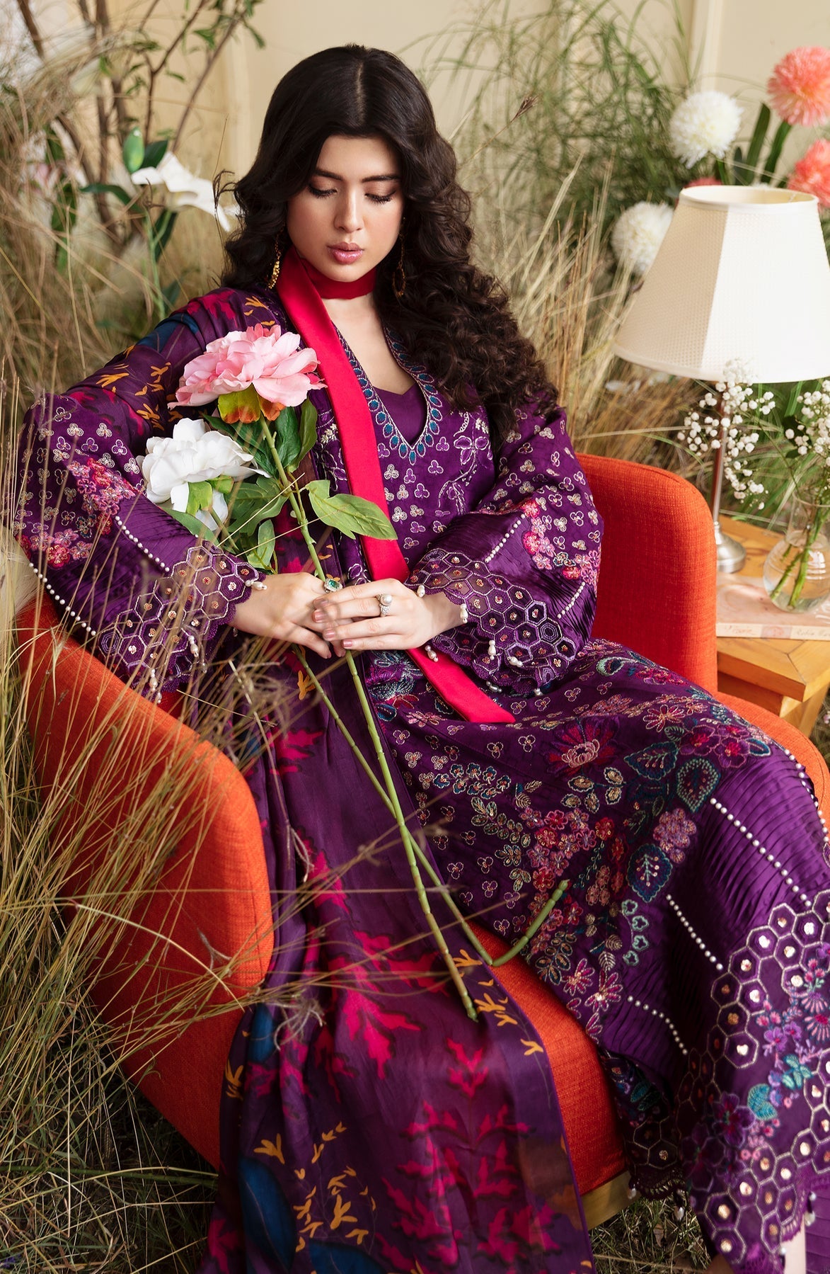 Zevk | Flora Festive Lawn | FUCHSIA
