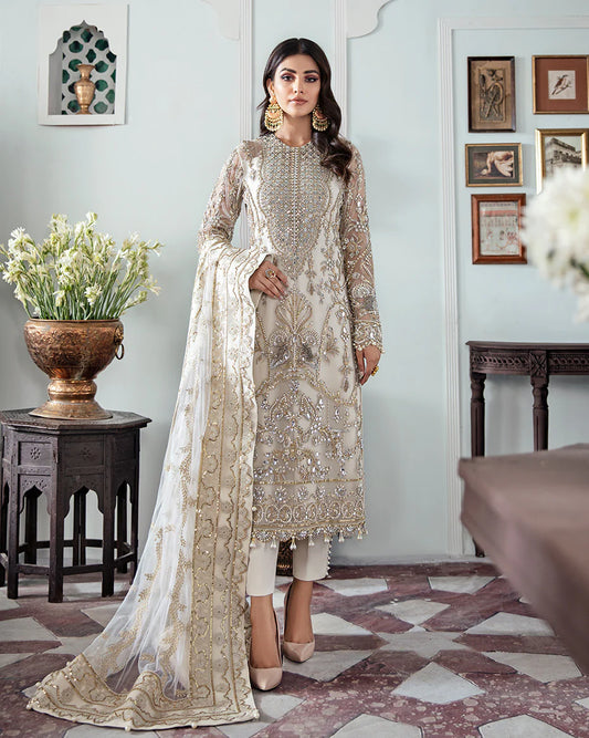 Gulaal | Meherma Wedding Formals Collection | Mehr Embroidered Net 3-Piece Suit WS-19