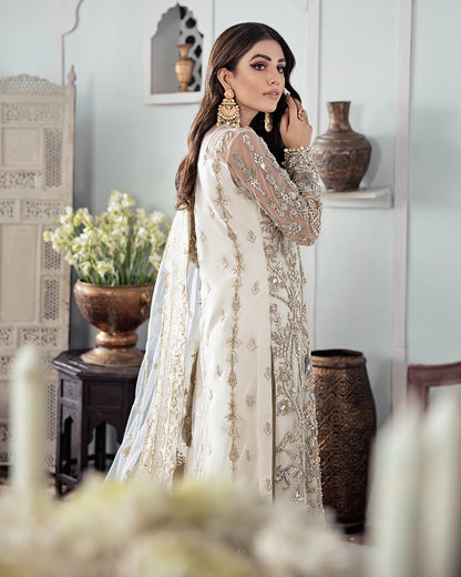 Gulaal | Wedding Formals | Mehr Embroidered Net 3-Piece Suit WS-19 - House Of Anaya