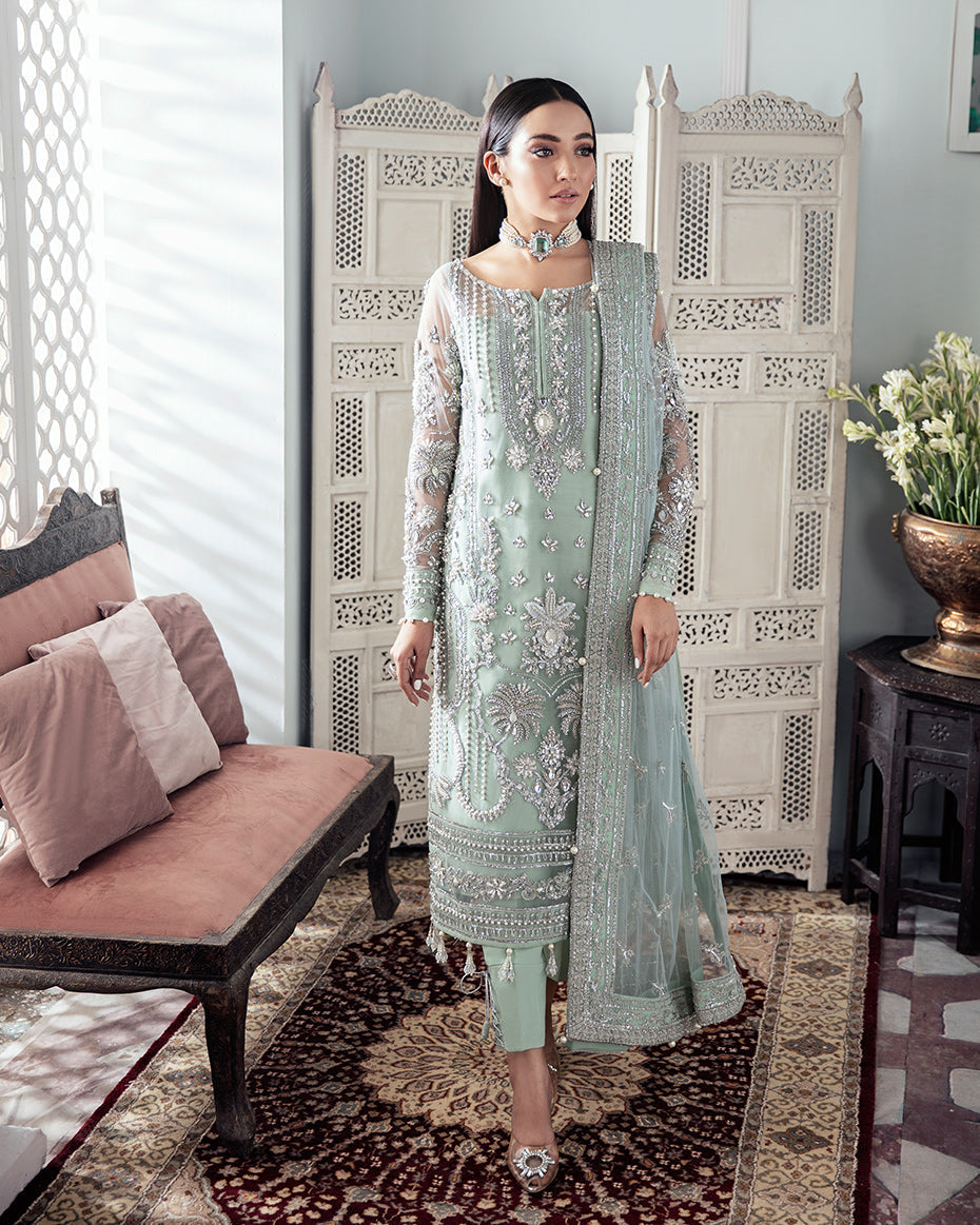 Gulaal | Wedding Formals | Zeba Embroidered Net 3-Piece Suit WS-21 - House Of Anaya