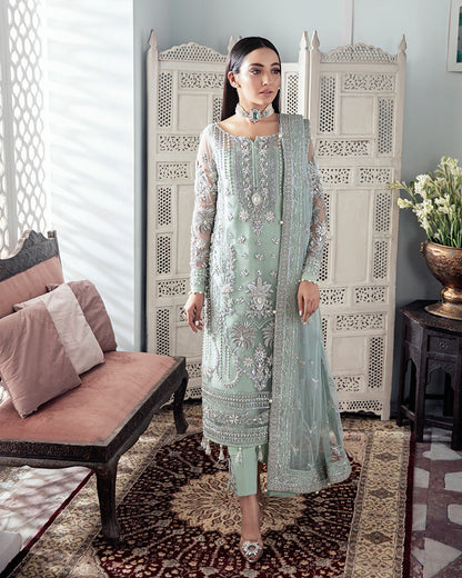 Gulaal | Wedding Formals | Zeba Embroidered Net 3-Piece Suit WS-21 - House Of Anaya