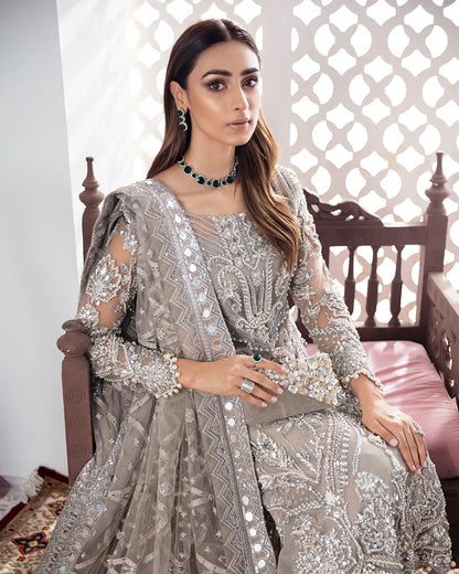 Gulaal | Meherma Wedding Formals Collection | Gulnoor Embroidered Net 3-Piece Suit WS-18