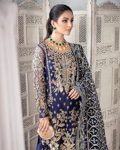 Gulaal | Meherma Wedding Formals Collection | Qayinaat Embroidered Net 3-Piece Suit WS-16