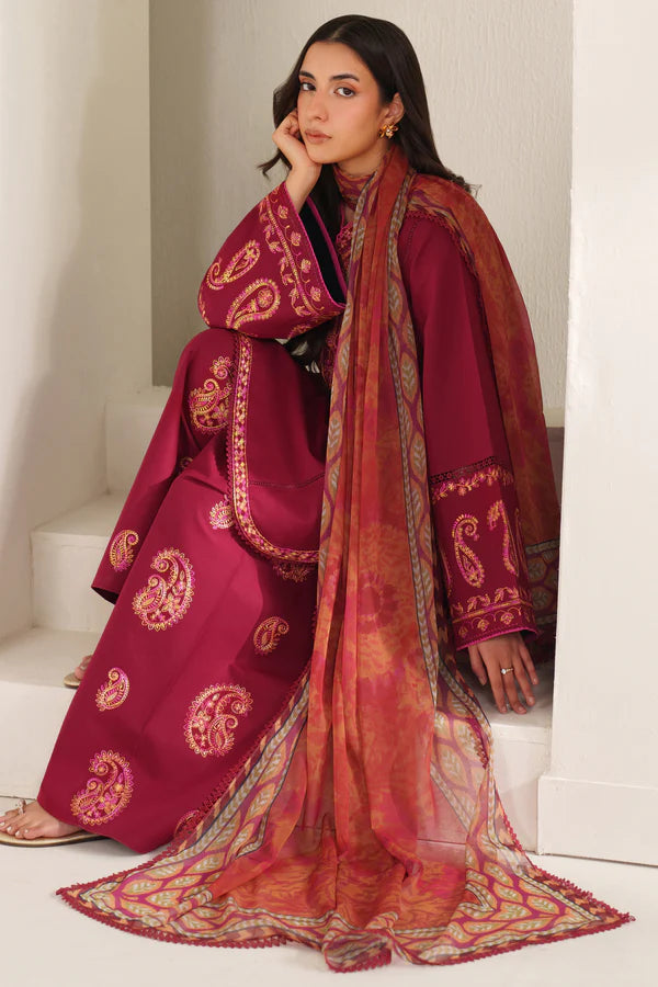 Farasha | Summer Weaves Embroidered lawn'26 | Coral Flare