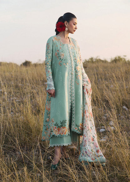 Hussain Rehar Talia | Mint Flared Multi-Panelled Frock Lawn Suit