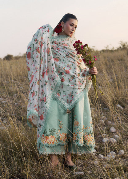 Hussain Rehar Talia | Mint Flared Multi-Panelled Frock Lawn Suit