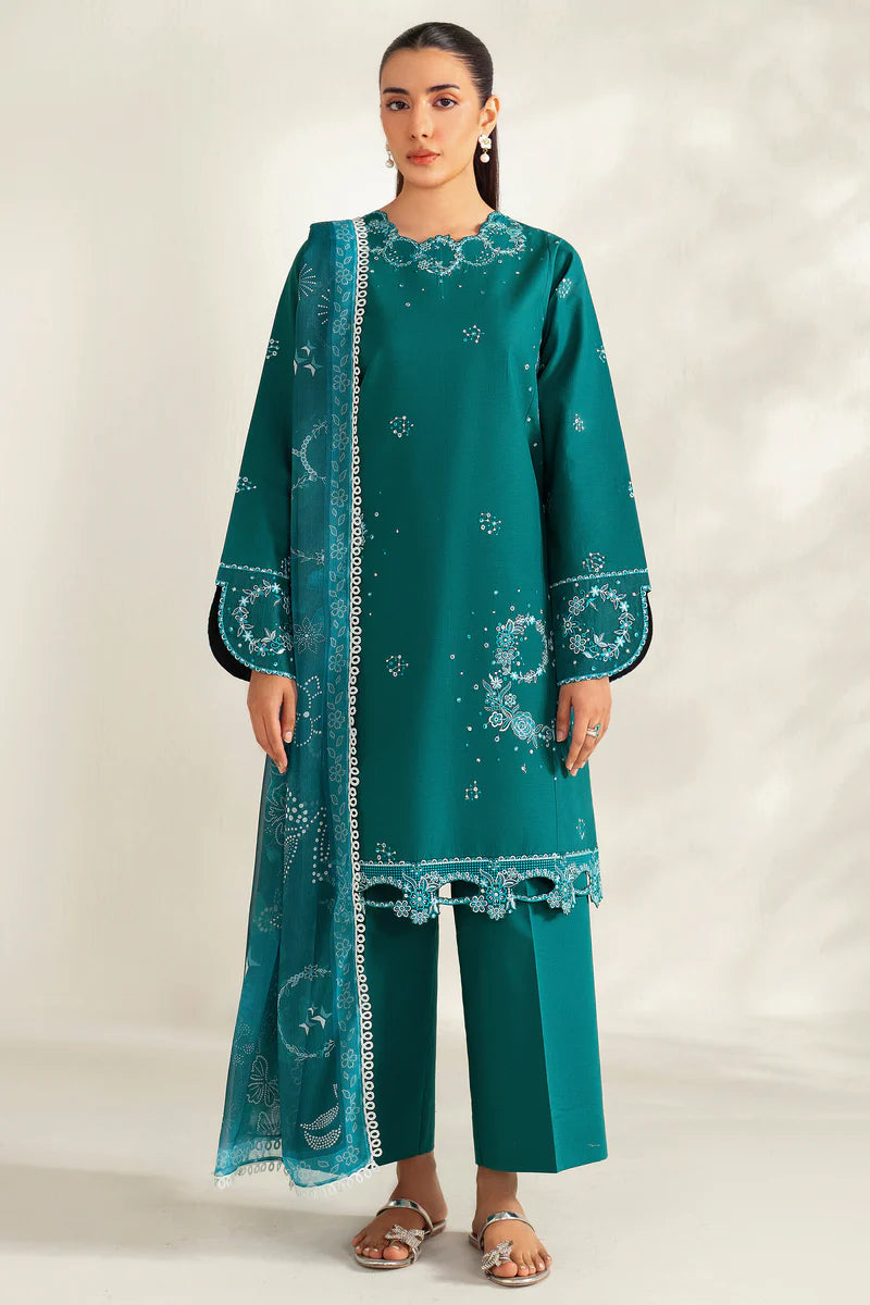 Farasha | Summer Weaves Embroidered lawn'26 | Jade Dazzle