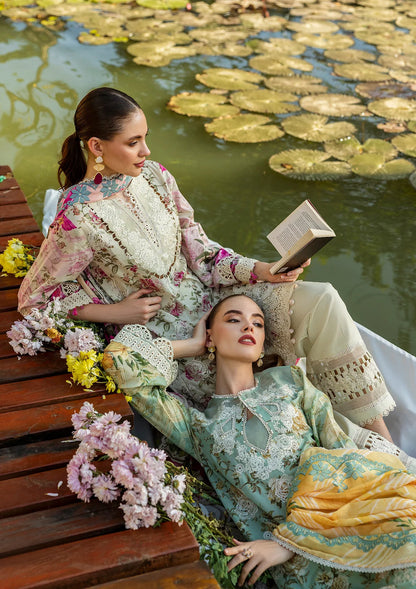 Elaf Premium | Print Chikankari 25 | ELK-06B ROSES & WHITES