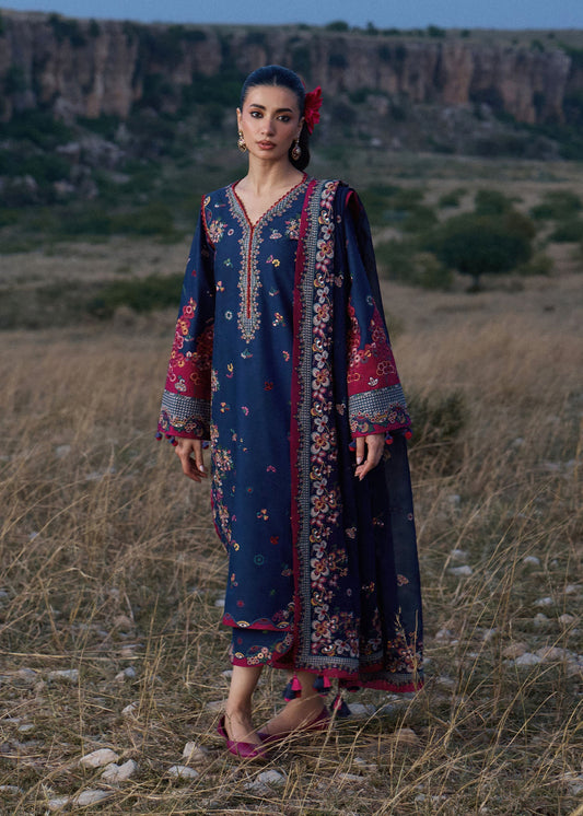 Hussain Rehar Nilima | Indigo Blue Panelled Straight Shirt Lawn Suit