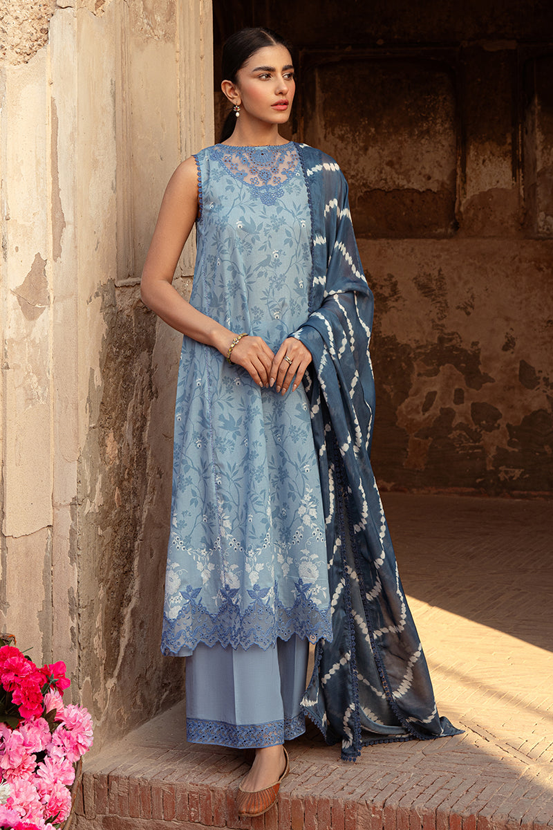 Cross Stitch | Premium Lawn 24 | BLUE SAND - House Of Anaya