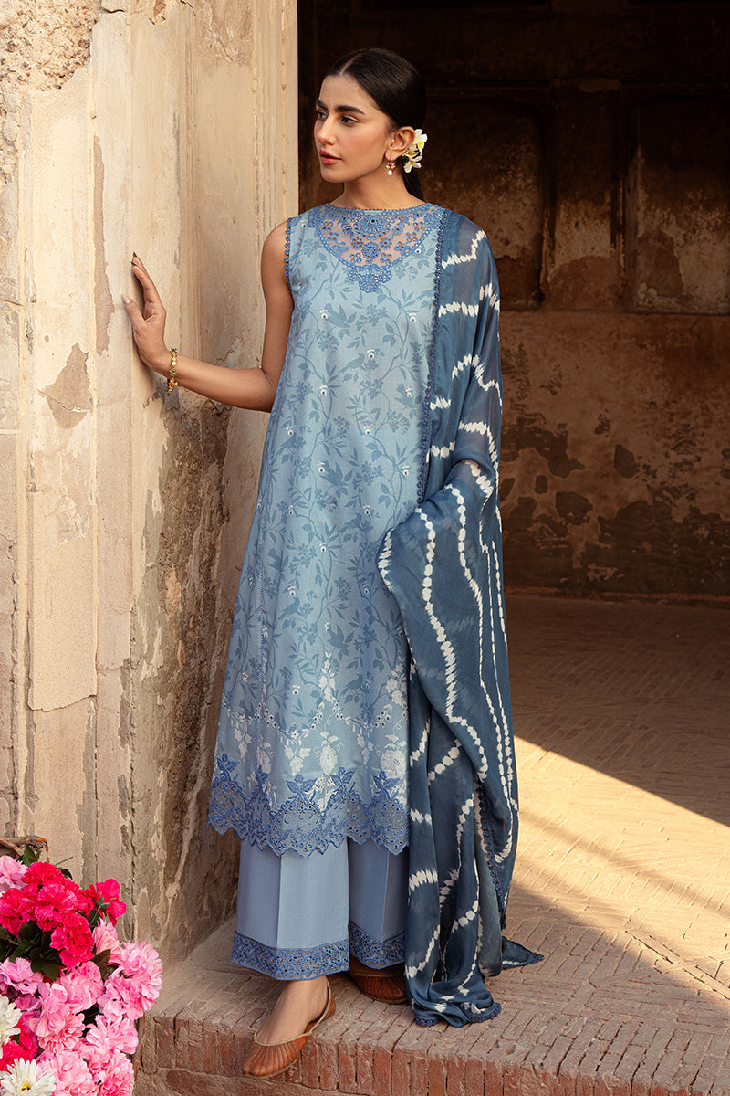 Cross Stitch | Premium Lawn 24 | BLUE SAND - House Of Anaya