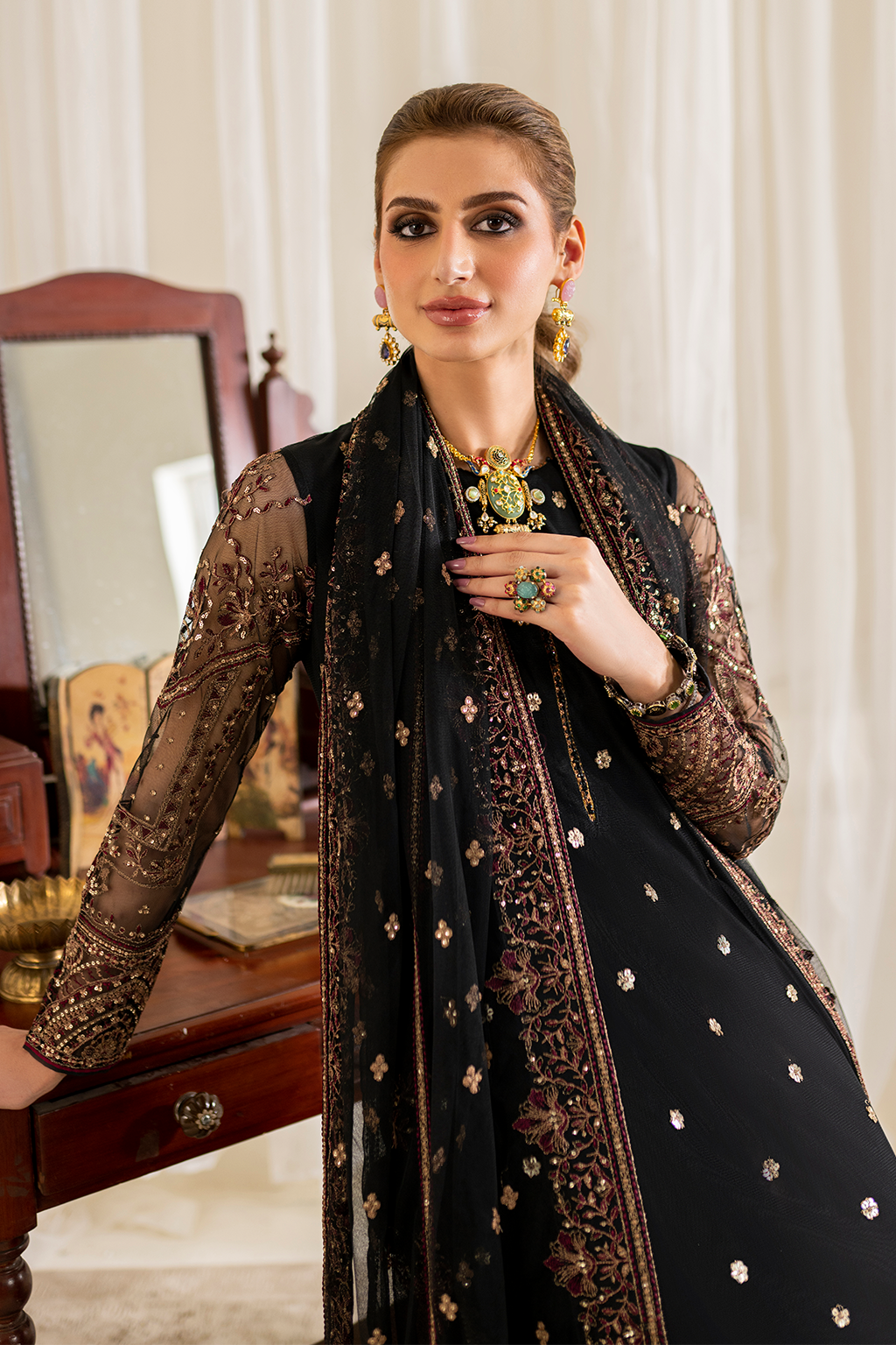 Iznik | Exclusive Formals | UE-288 Embroidered Net