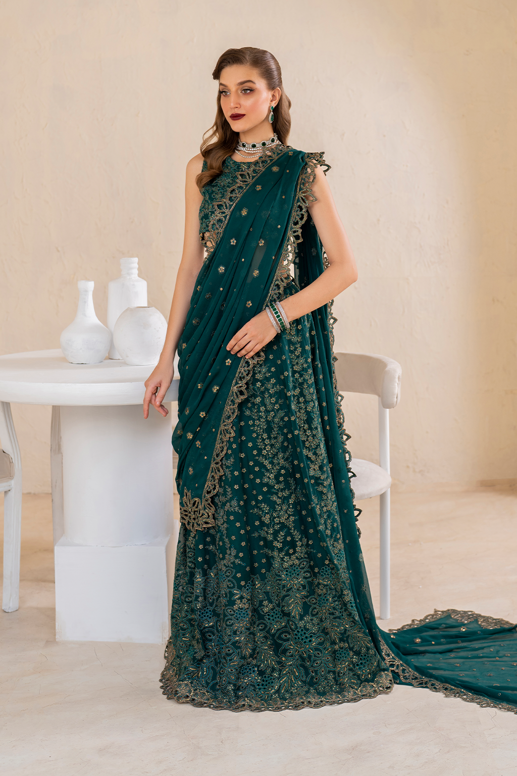 Iznik | Chinnon Chiffon | CC-47 Embroidered Chiffon - House Of Anaya