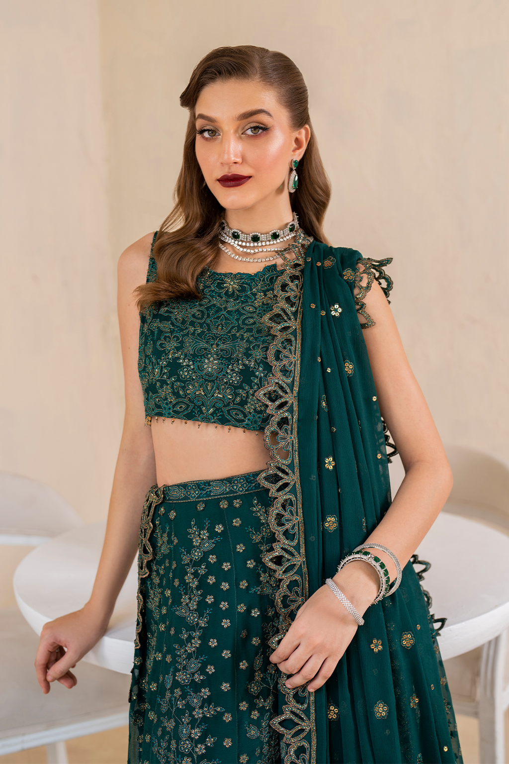 Iznik | Chinnon Chiffon | CC-47 Embroidered Chiffon - House Of Anaya