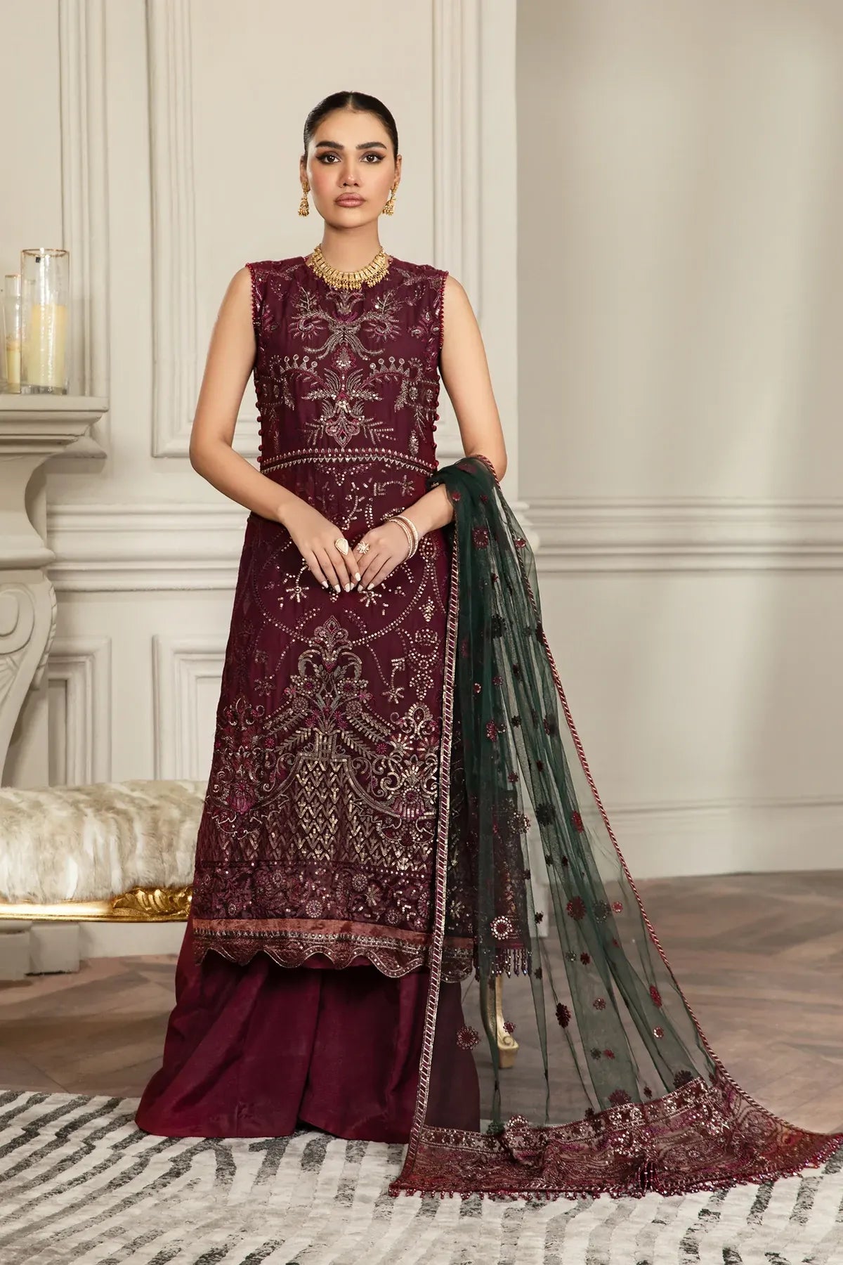 Zarif | Mehroz Formals | Berry Wood - House Of Anaya