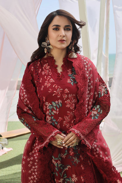 Maryam Hussain | Luxury Lawn 24 | CRIMSON - House Of Anaya