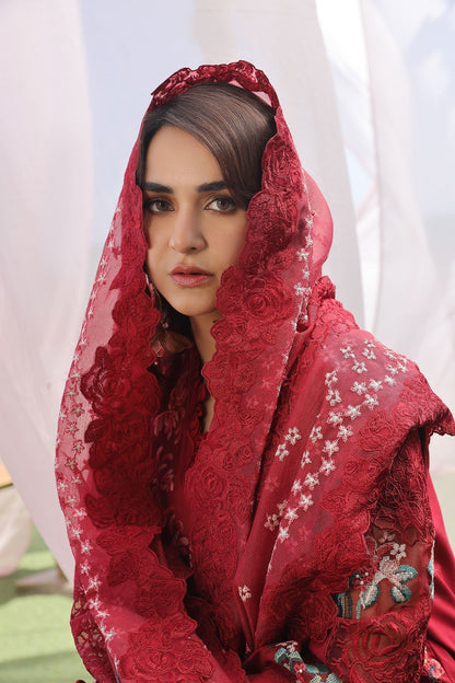 Maryam Hussain | Luxury Lawn 24 | CRIMSON - House Of Anaya