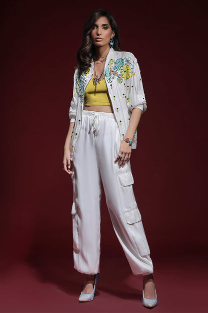 Wardha Saleem | Luxury Pret Fusion Wear | ZARA BOMBER JACKET WITH CARGO PANTS (2PC) - House Of Anaya