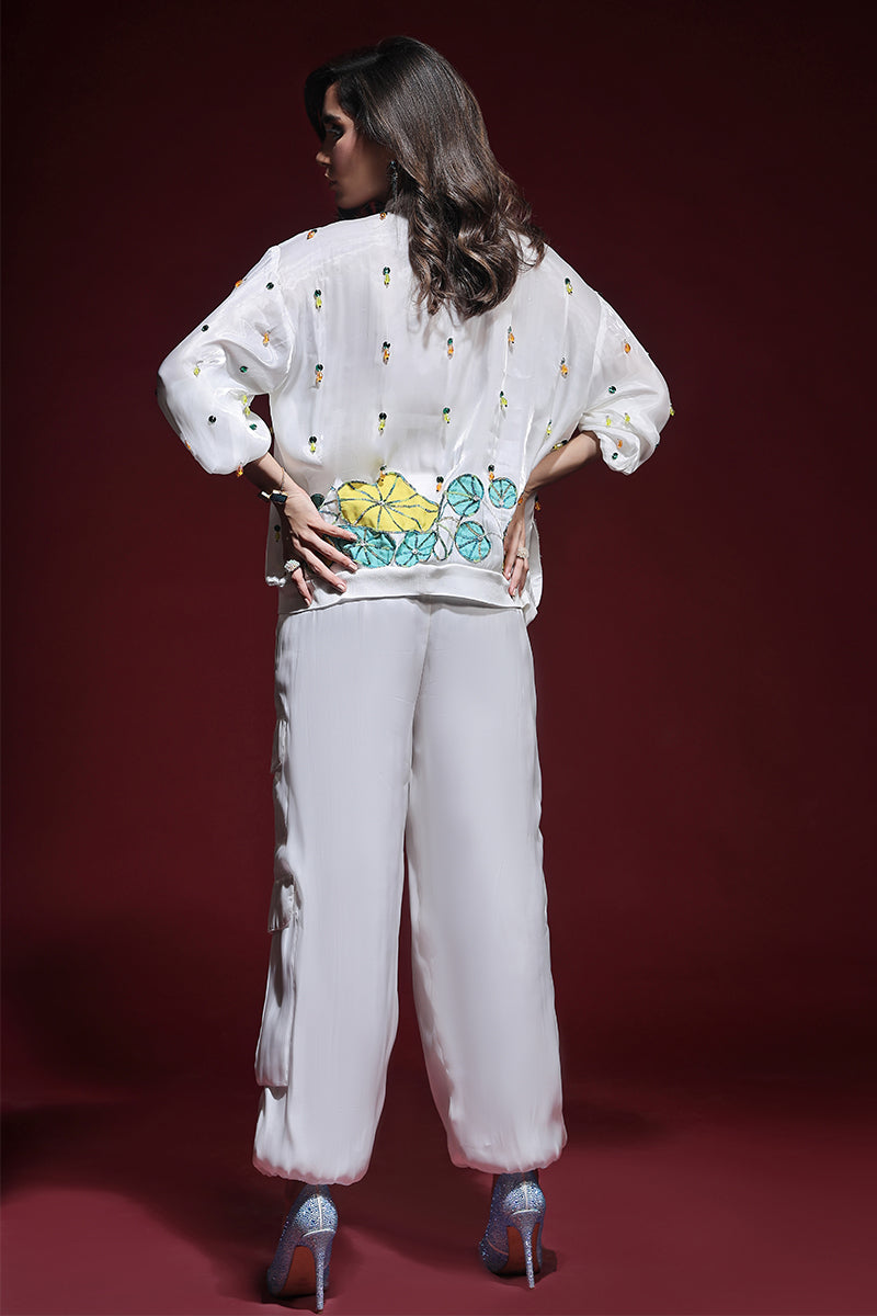 Wardha Saleem | Luxury Pret Fusion Wear | ZARA BOMBER JACKET WITH CARGO PANTS (2PC) - House Of Anaya