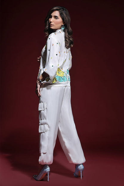 Wardha Saleem | Luxury Pret Fusion Wear | ZARA BOMBER JACKET WITH CARGO PANTS (2PC) - House Of Anaya