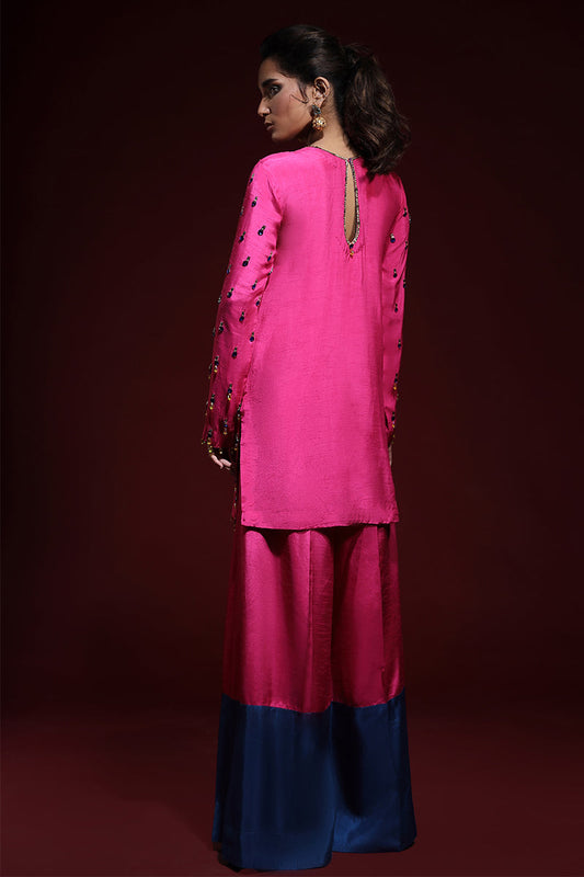 Wardha Saleem | Luxury Pret Fusion Wear | LUXURA (HOT PINK) CORD-SET (2PC) - House Of Anaya