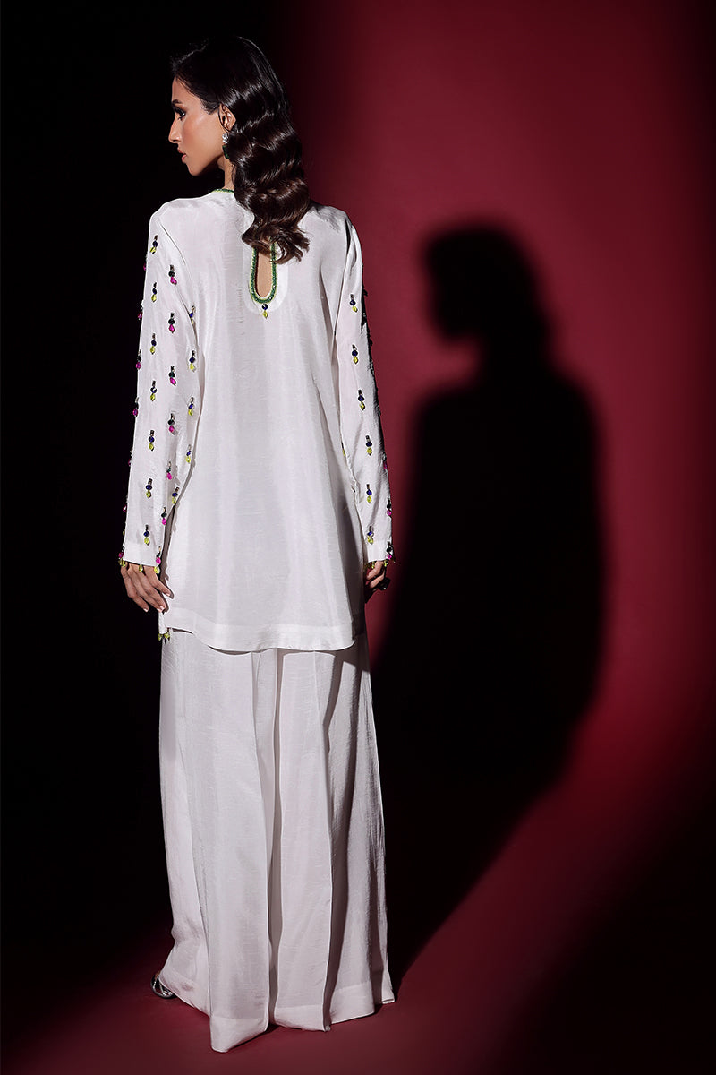 Wardha Saleem | Luxury Pret Fusion Wear | LUXURA (WHITE) CORD-SET (2PC) - House Of Anaya