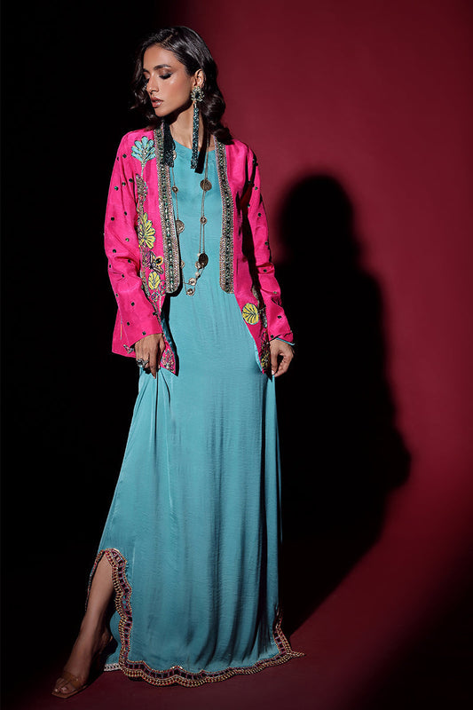 Wardha Saleem | Luxury Pret Fusion Wear | IVY JACKET WITH DRAPE (2PC) - House Of Anaya