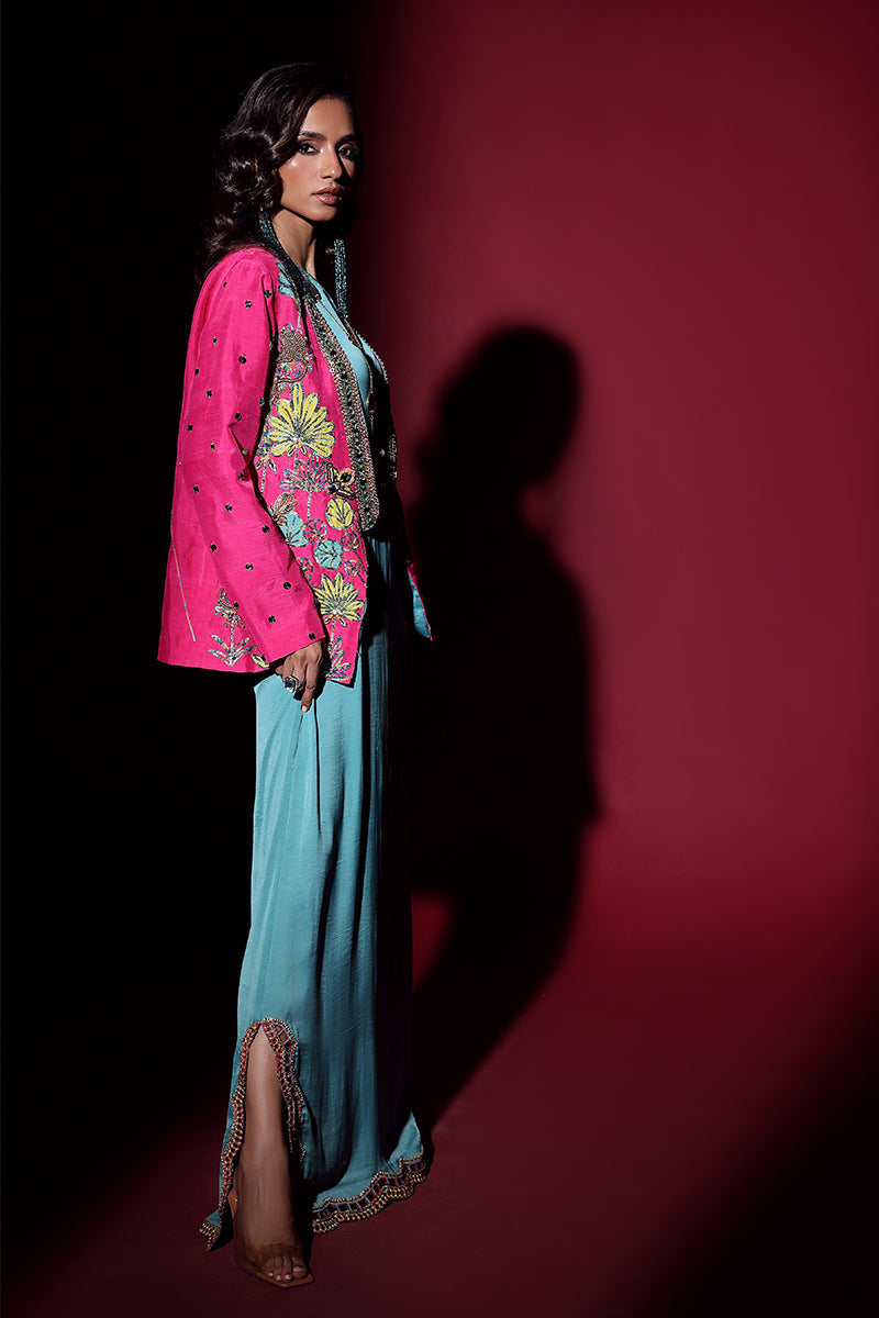 Wardha Saleem | Luxury Pret Fusion Wear | IVY JACKET WITH DRAPE (2PC) - House Of Anaya