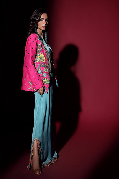 Wardha Saleem | Luxury Pret Fusion Wear | IVY JACKET WITH DRAPE (2PC) - House Of Anaya