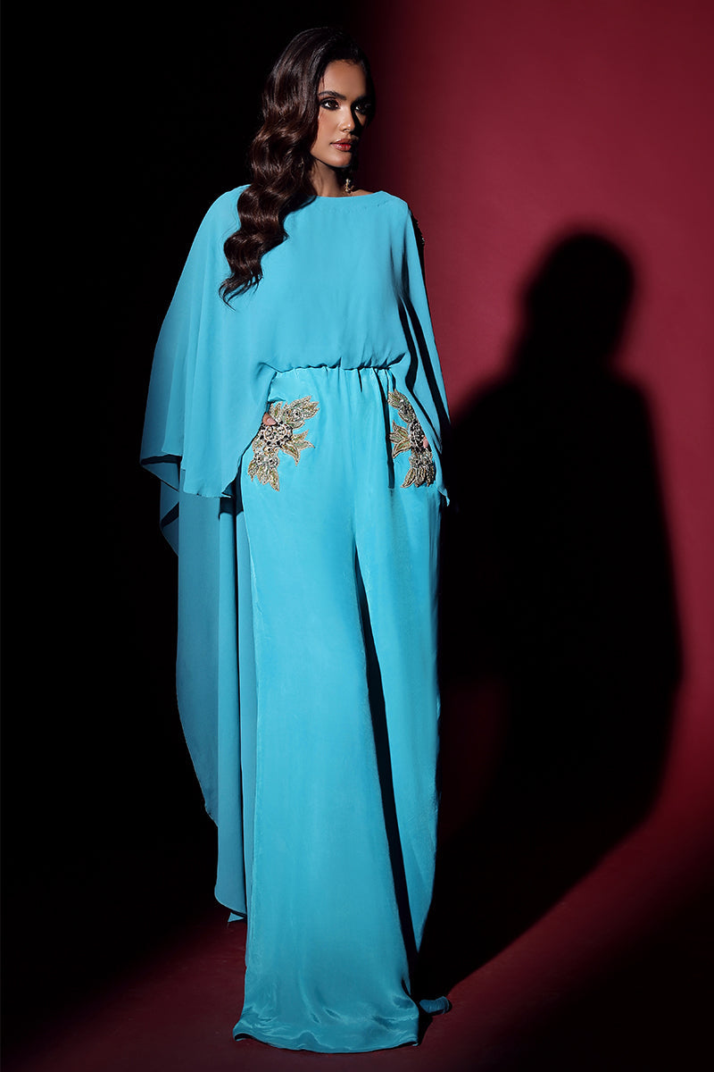 Wardha Saleem | Luxury Pret Fusion Wear | VOGUE JUMPSUIT DRAPE (1PC) - House Of Anaya