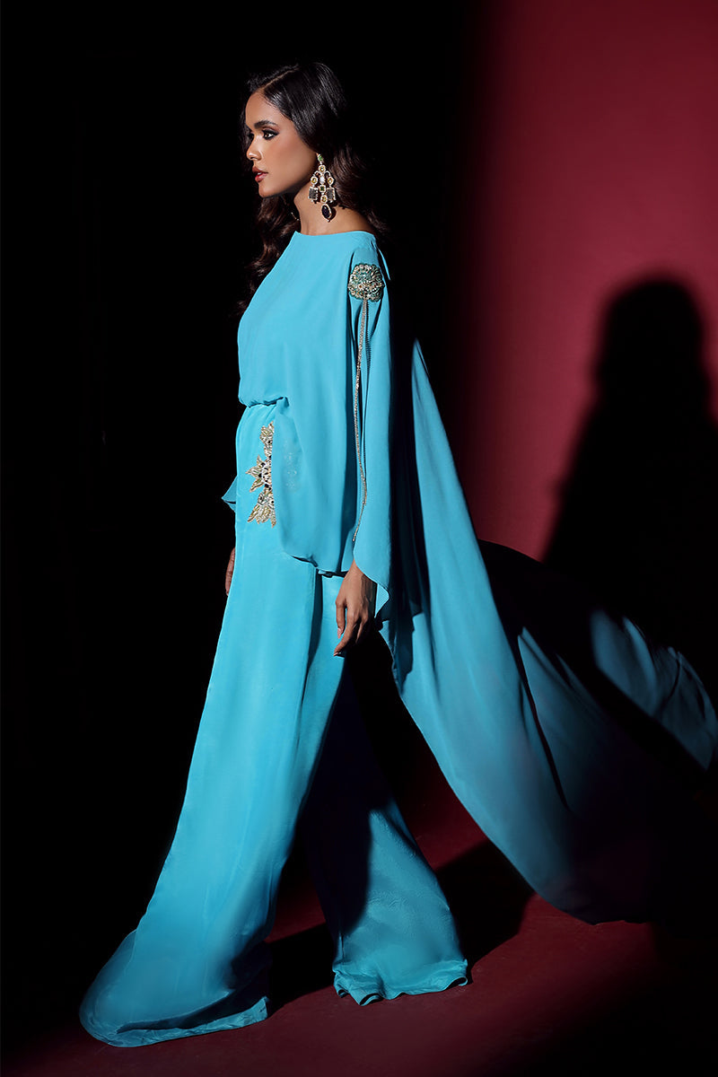 Wardha Saleem | Luxury Pret Fusion Wear | VOGUE JUMPSUIT DRAPE (1PC) - House Of Anaya