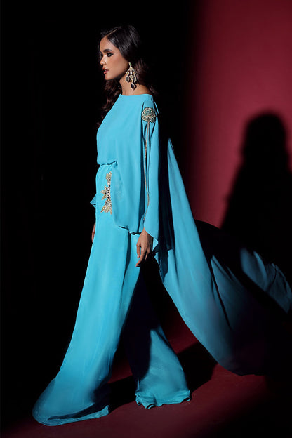Wardha Saleem | Luxury Pret Fusion Wear | VOGUE JUMPSUIT DRAPE (1PC) - House Of Anaya