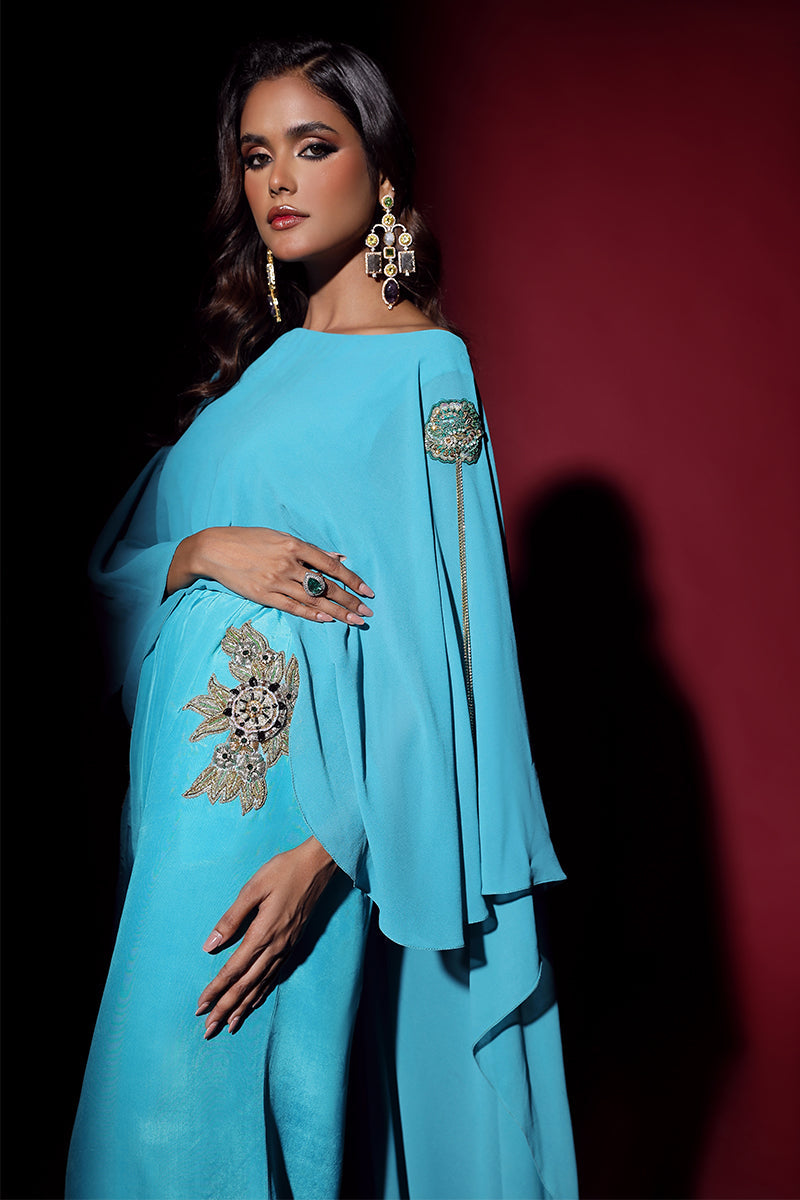 Wardha Saleem | Luxury Pret Fusion Wear | VOGUE JUMPSUIT DRAPE (1PC) - House Of Anaya