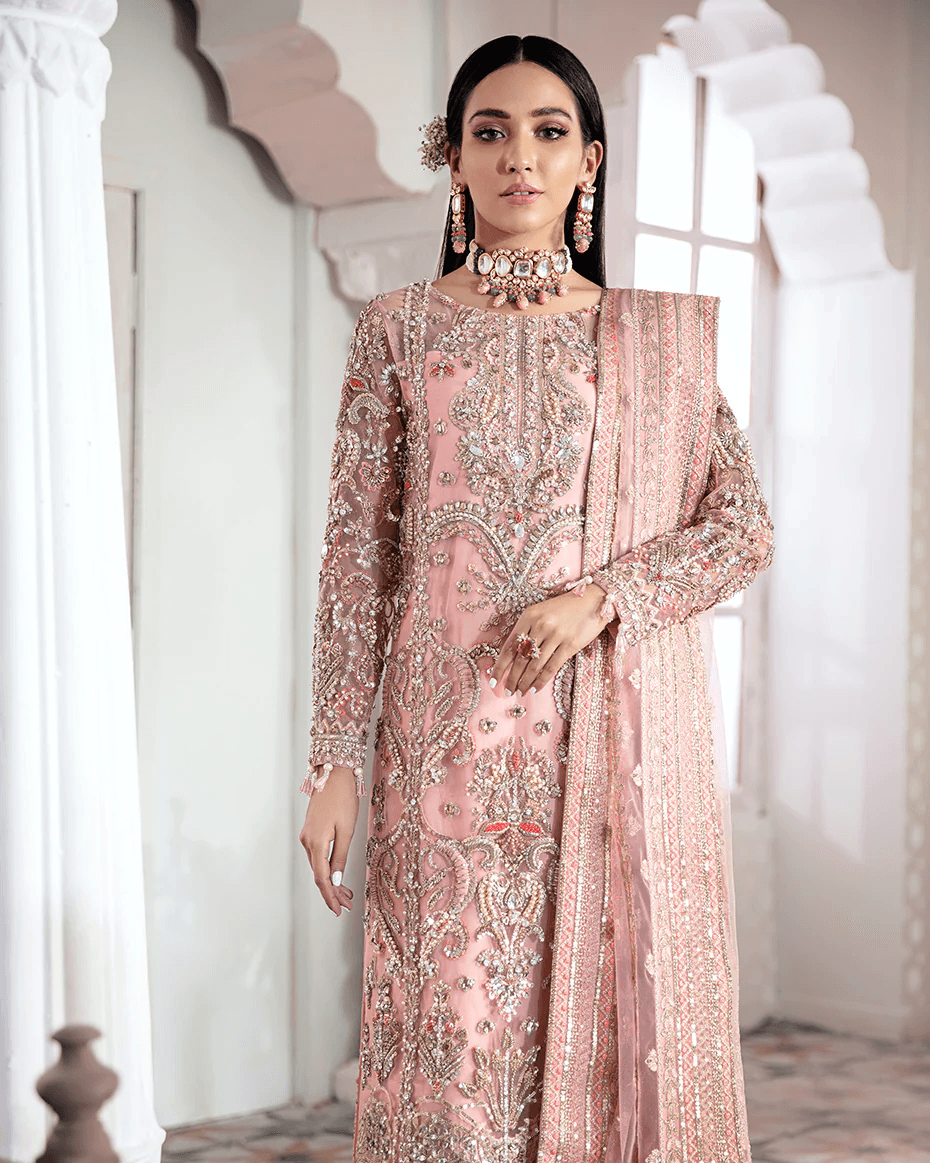 Gulaal - ARJUMAND EMBROIDERED NET 3-PIECE SUIT WS-15 - House Of Anaya