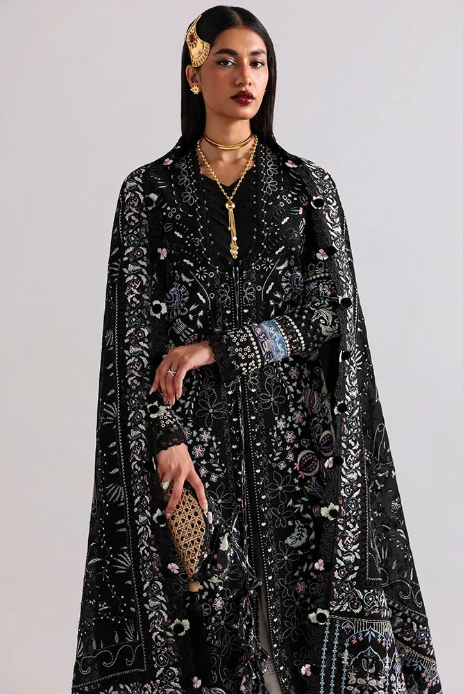 Suffuse Meravi | Black Embroidered Lawn Eid Suit