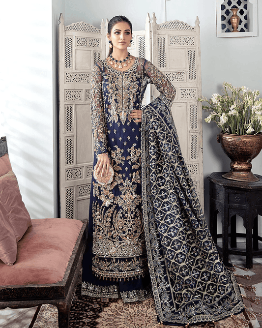 Gulaal - QAYINAAT EMBROIDERED NET 3-PIECE SUIT WS-16 - House Of Anaya