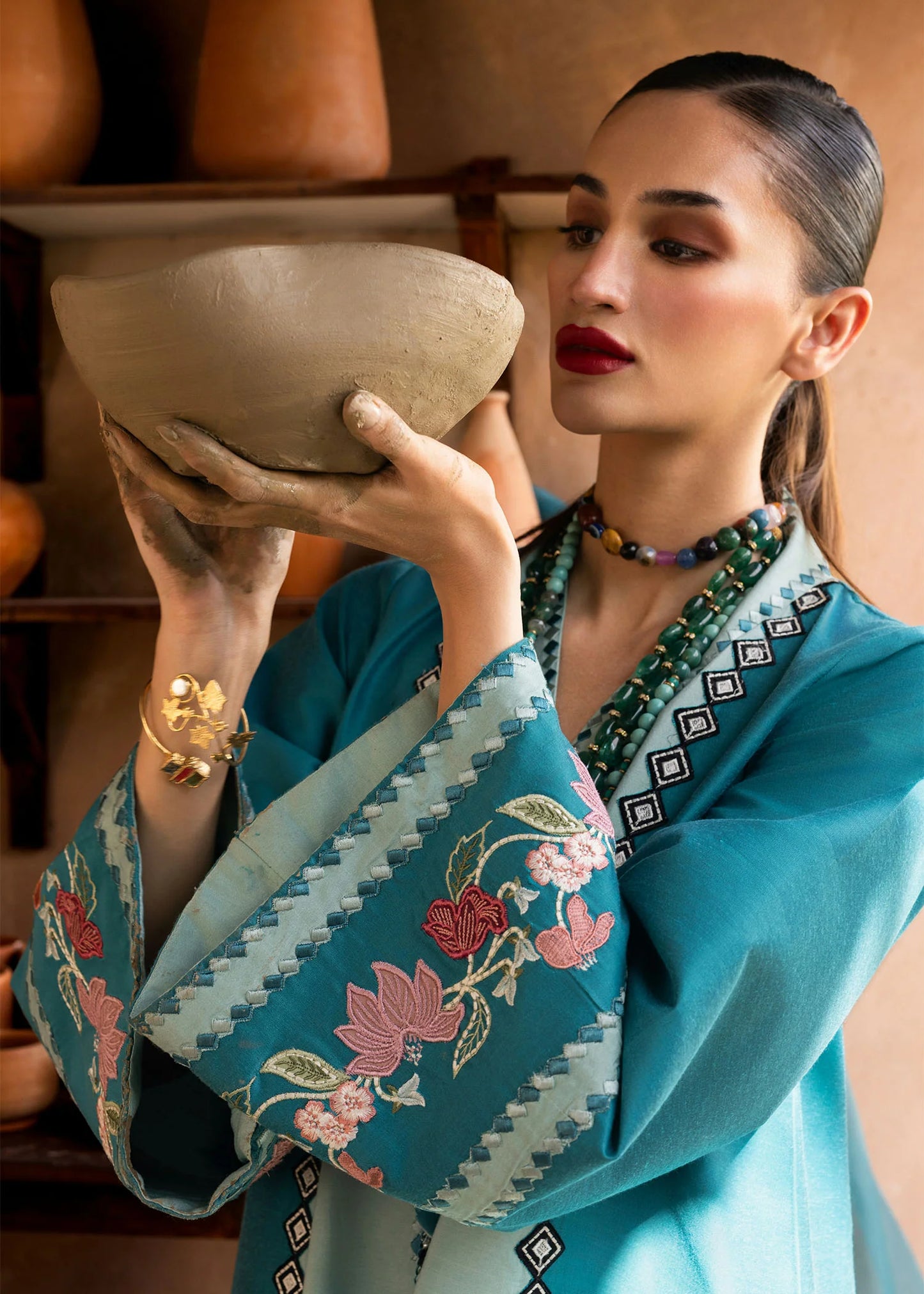 Crimson | MITTI - WINTER PRET '25 | Rani Vogue(Turquoise)