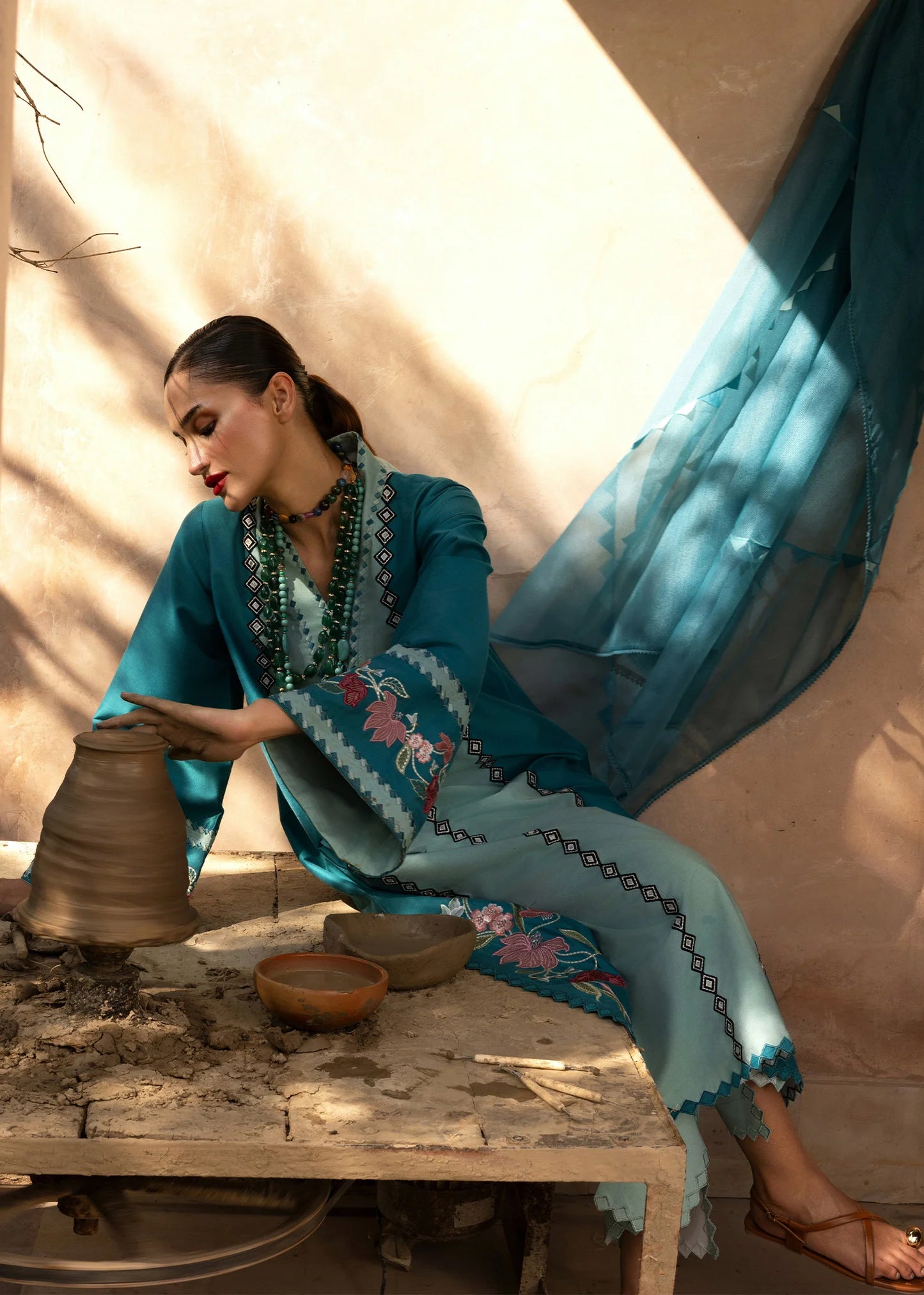 Crimson | MITTI - WINTER PRET '25 | Rani Vogue(Turquoise)