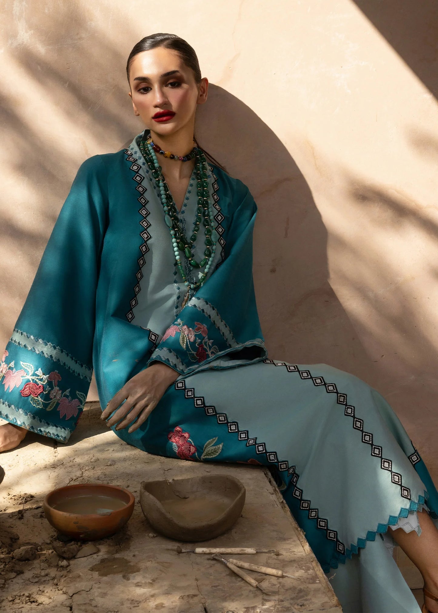Crimson | MITTI - WINTER PRET '25 | Rani Vogue(Turquoise)