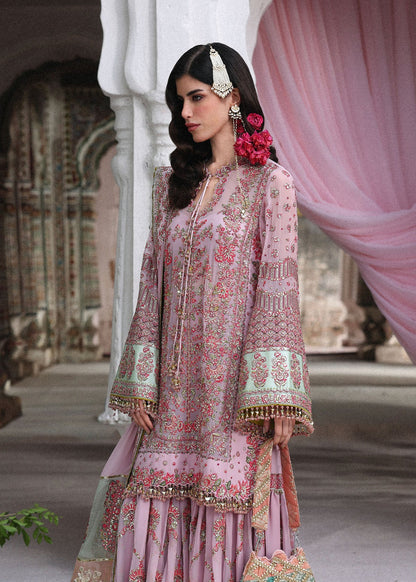 Hussain Rehar Rukhsaar | Lilac Embroidered Short Shirt & Gharara Festive Set