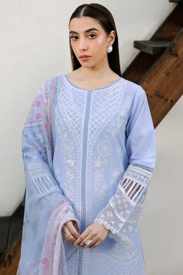 Farasha | Summer Weaves Embroidered lawn'26 | Serene Blue