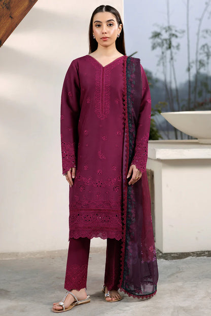 Farasha | Summer Weaves Embroidered lawn'26 | Garnet Passion