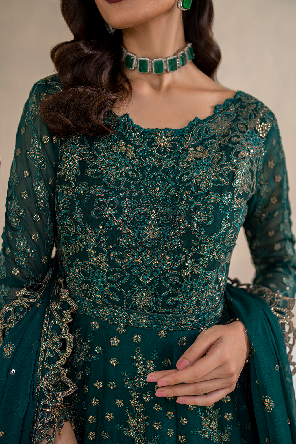 Iznik | Chinnon Chiffon | CC-47 Embroidered Chiffon - House Of Anaya