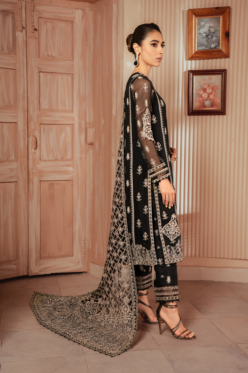 Iznik | Chiffon Kari | ICK-03 Embroidered Chiffon - House Of Anaya