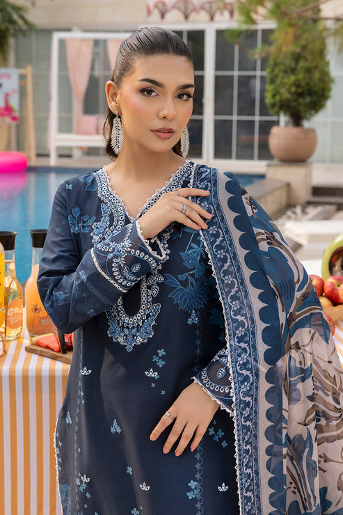 Saad Shaikh | Lawn 25 | Navy Blue - Blue Mirage