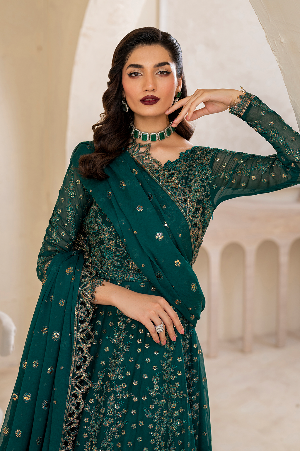 Iznik | Chinnon Chiffon | CC-47 Embroidered Chiffon - House Of Anaya